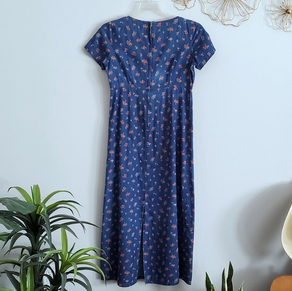 Vintage Liz Claiborne Floral Demin Chambray Dress - Picture 4 of 8